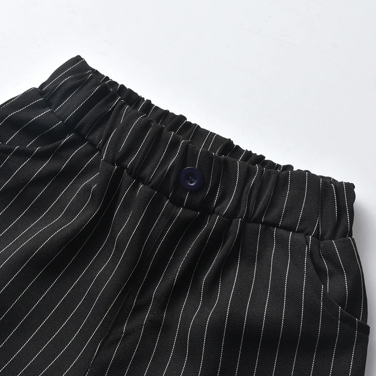 2 Pieces Set Baby Kid Boys Dressy Solid Color Shirts And Striped Rompers Wholesale 211109126